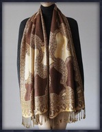 Piękny SZAL Mieniący się na ZŁOTO WZÓR ORNAMENT