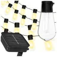 GIRLANDA SOLARNA LED 20 ŻARÓWEK 5M CIEPŁA 8 TRYBÓW + PANEL SOLARNY GRATIS
