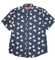 PRIMARK_Cudna KOSZULA_granatowa MIKOŁAJE białe gwiazdki ŚWIĘTA bawełna_XL