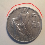 5 ZŁ RYBAK,1974, destrukt, podwójny rant , piękny stan.