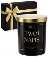 Świeczka Twój Napis Personalizowana Świeca Prezent w Czarnym Szkle