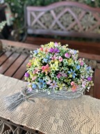 Piękne serce wiklinowe kompozycja stroik wiosenny na grób cmentarz do domu