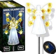 LAMPA SOLARNA ANIOŁ LED OGRODOWA ZEWNĘTRZNA 93CM ŻÓŁTA WBIJANA IP65 CZUJNIK