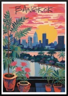 A2 KOLOROWY PIĘKNY PLAKAT BANGKOK TAJLANDIA AZJA