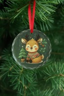 Przezroczysta Szklana Zawieszka na Choinkę Jelonek Dekoracja Świąteczna