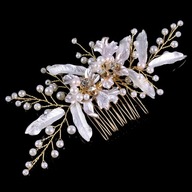 Okazja!_NOWA stylowa ZŁOTA spinka do włosów na grzebieniu PEREŁKI_MISS GLOW