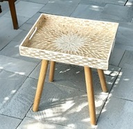 Stolik mały stół podręczny kawowy na drobiazgi na taras do salonu drewniany