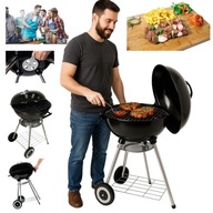 Grill węglowy ogrodowy MalTec 41 x 41 cm z pokrywką przenośny na kołach