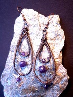 The Rock - kolczyki z ametystami w miedzi