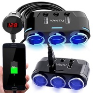 Rozdzielacz Gniazda Zapalniczki Samochodowej Ładowarka 3 Porty USB 12-24V
