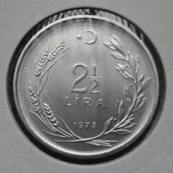 *TURCJA [0365]*2 1/2 Liry 1978 Lira turecka Rośliny Gałąź oliwna, wieniec