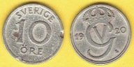 Szwecja 10 Ore 1920 r. W słaba