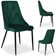 KRZESŁO WELUROWE AKSAMITNE LOFT TAPICEROWANE PIKOWANE BUTELKOWA ZIELEŃ