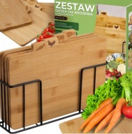DREWNIANE DESKI KUCHENNE DO KROJENIA ZESTAW DESEK 4 szt + METALOWY STOJAK