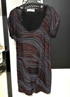 H Sukienka imprezowa INT artystyczne fale kolorowy brokat elastyczna mini