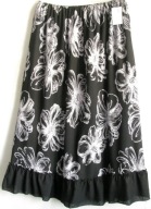 Spódnica czarna dzianina z wzorem i falbaną maxi 50/56