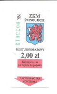 ZKM ŚWINOUJŚCIE - BILET ZA 2 ZŁ Z 2006 ROKU.