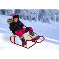 SANKI DREWNIANE METALOWE Z PCHACZEM OPARCIE SANKI DLA DZIECI CZERWONE SANKI
