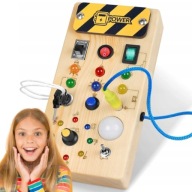 TABLICA MANIPULACYJNA SENSORYCZNA DLA DZIECI MONTESSORI EDUKACYJNA Z DREWNA