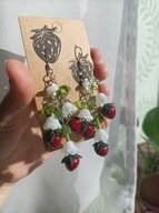 Kolczyki owocowe - truskawki - cottagecore, maksymalizm, stal nierdz.