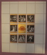 AUSTRIA 1969 r. - 100 JAHRE WIENER STAATSOPER, BLOCZEK 9 ZNACZKÓW, RZADKOŚĆ