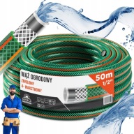 WĄŻ OGRODOWY GUMOWY 1/2" 50m 4 WARSTWOWY ZBROJONY POLSKA PRODUKCJA
