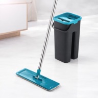 Mop Płaski z Wiadrem Wyciskanym 360° + 6x Mikrofibra Zestaw Obrotowy