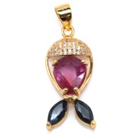 WISIOREK - ZŁOCONE SREBRO - NATURALNE SZAFIRY I RUBIN