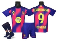 LEWANDOWSKI BARCELONA strój piłkarski koszulka spodenki + getry rozmiar 128