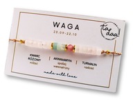 Bransoletka Znak Zodiaku WAGA KAMIENIE NATURALNE złota/ srebrna + prezent*