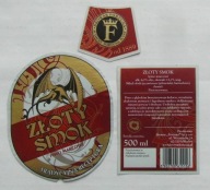 ETYKIETA PIWO MARCOWE ZŁOTY SMOK BROWAR FORTUNA MIŁOSŁAW + KONTRA KRAWATKA