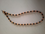 Naszyjnik dwukolorowy czarny i ecrii drewniane