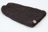 Wełniana czapka Eskimo - rękodzieło, M/L, ciemny brąz, wełna, ciepła