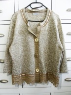 M s przepiękny wyjątkowy dzianinowy sweter z koronką j.nowy unikat 46/48