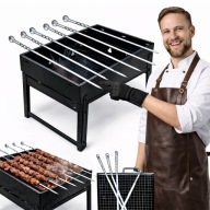ZESTAW GRILL WALIZKA TURYSTYCZNY SKŁADANY MANGAL + 6x SZPIKULCE SZAMPURY