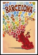 A2 KOLOROWY PLAKAT BARCELONA HISZPANIA SPAIN TANCERKA FLAMENCO TANIEC