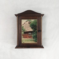 Drewniana szafka na klucze - wiejska chata