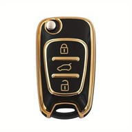 Czarno-złote etui na kluczyk HYUNDAI i20 i30 KIA Sportage Rio 3 przyciski