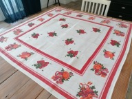 LNIANY SIELSKI OBRUS KOSZE OWOCÓW WARZYW GRZYBY TRUSKAWKI 125 x 125