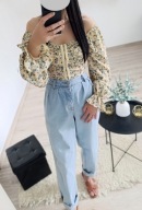 Bluzka crop top w kwiaty 34 XS