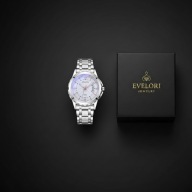 Biznesowy Zegarek Męski Srebrny Biała tarcza STAL Nierdzewna Datownik