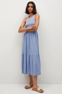 M AN G O sukienka falbanki długa maxi warstwowa midi błękitna babydoll boho