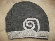 Tanio!_NOWA popielata CIEPŁA damska czapka_SREBRNY wąż 3D_WYGODNA z wełną !