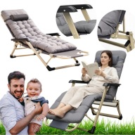 LEŻAK OGRODOWY PLAŻOWY ROZKŁADANY NA TARAS PRZENOŚNY PODUSZKA DUŻY SKŁADANY