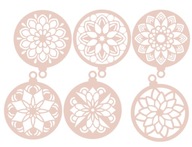 BOMBKI AŻUROWE MANDALE RÓŻOWO ZŁOTE 6 SZTUK