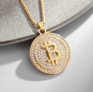 Naszyjnik z monetą bitcoin kolor złoty kryptowaluty BTC blikshop Prezent