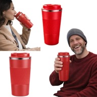 KUBEK TERMNICZNY CZARNY 510 ML STAL NIERDZEWNA TERMOS CZERWONY