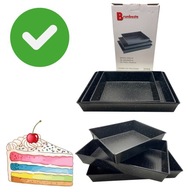 ZESTAW 3x FORMA DO PIECZENIA TORTOWNICA BLACHA PROSTOKĄTNA STAL NIERDZEWNA