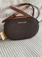 Torebka Michael Kors brązowa z logo medium Oval xbody skóra naturalna