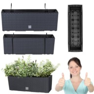 2 SZTUKI DONICZKA DONICA BALKONOWA SKRZYNKA BALUSTRADE Z UCHWYTAMI ANTRACYT